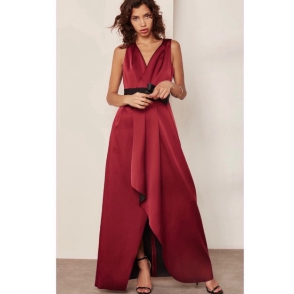TED BAKER MAXI  CASTALE SATIN FORMAL DRESS SZ US 10/12 OR TED SZ 4
